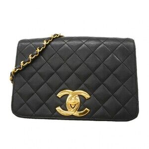 Chanel Matelassé Chain Shoulder Bag, Large Coco Design, Lambskin, Black, Women's